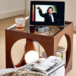 Load image into Gallery viewer, Modern Rattan Nightstand Rolling Side Table Solid Wood Mobile Bedside Cabinet with Storage
