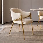 Load image into Gallery viewer, Modern Bouclé Dining Chair with Gold Metal Frame and Curved Backrest 1 Piece

