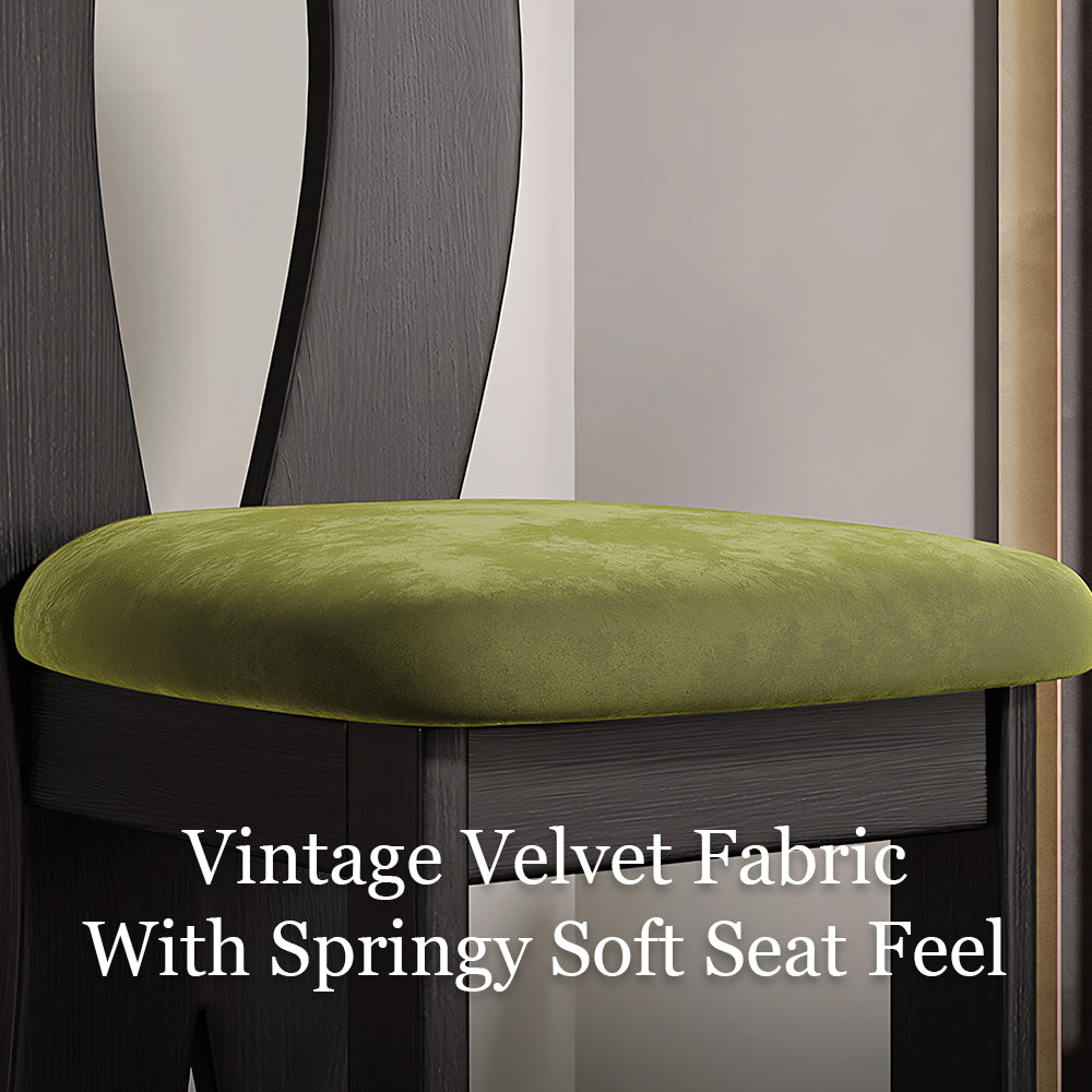 Modern Sculptural Dining Chair Set of 2 Solid Wood Frame Upholstered Seat Curved Loop Back Accent Chair