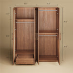 Load image into Gallery viewer, Walnut Rattan Four-Door Wardrobe Modern Natural Fusion Design

