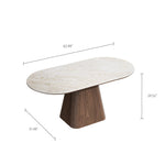 Load image into Gallery viewer, Oval Dining Table Solid Wood Walnut Veneer Base Scratch Resistant Sintered Stone Top Modern Stylish Design
