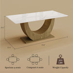 Load image into Gallery viewer, 62.9''/70.8'' Modern Marble-Effect Dining Table with Sculptural Wood Base
