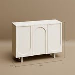 Load image into Gallery viewer, 3 Door Sideboard Modern Cabinet Matte White Finish Adjustable Shelves Irregular Veneer Solid Wood Legs
