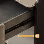 Load image into Gallery viewer, Modern Nightstand with Saddle Leather Finish Silent Drawer Rails
