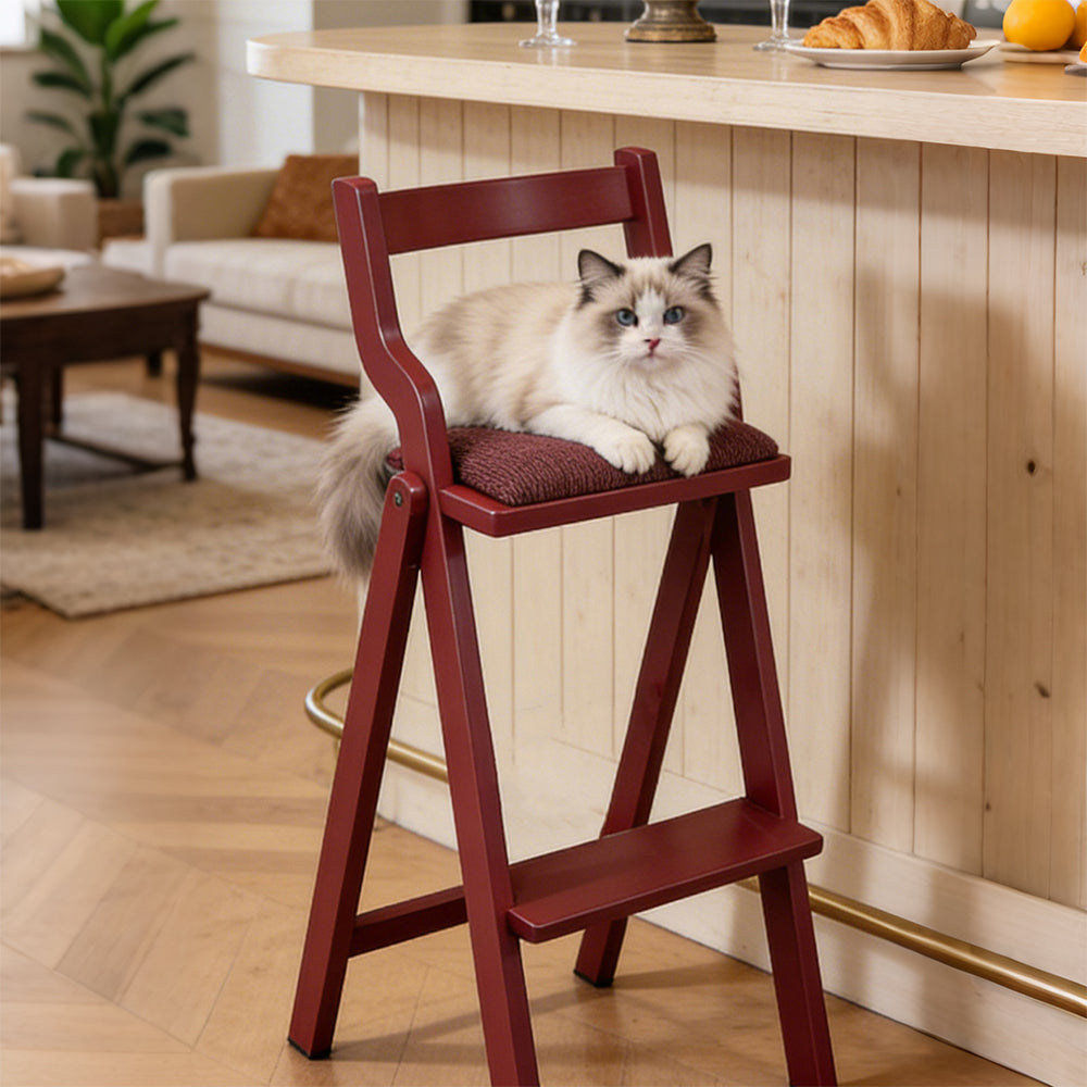 Modern Minimalist Counter Stool Solid Wood Bar Chair with Upholstered Seat 1 Piece