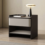 Load image into Gallery viewer, Modern Nightstand with Saddle Leather Finish Silent Drawer Rails
