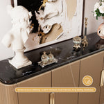 Load image into Gallery viewer, 62.4'' Modern Luxury Elegant Gray and Gold Sideboard with Shelves
