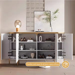 Load image into Gallery viewer, 58.5&#39;&#39; White &amp; Gold Contemporary Sideboard with Adjustable Shelves
