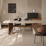 Load image into Gallery viewer, Rectangular Dining Table with Travertine-Look Sintered Stone Top and Fluted Oak Base
