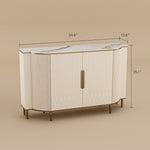 Load image into Gallery viewer, 54.6" Elegant Cream White Sideboard Buffet Cabinet with Adjustable Shelves
