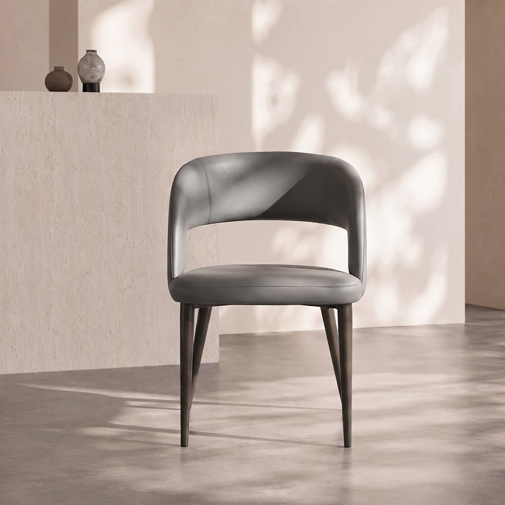 Matte Black Carbon Steel Leg Two Tone Faux Leather Dining Side Chair 1 Piece