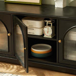 Load image into Gallery viewer, Modern Low-Profile TV Cabinet with Arched Glass Doors Freestanding Storage Console
