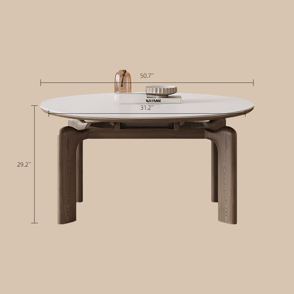 50.7" Versatile Transformable Dining Table in White and Wood
