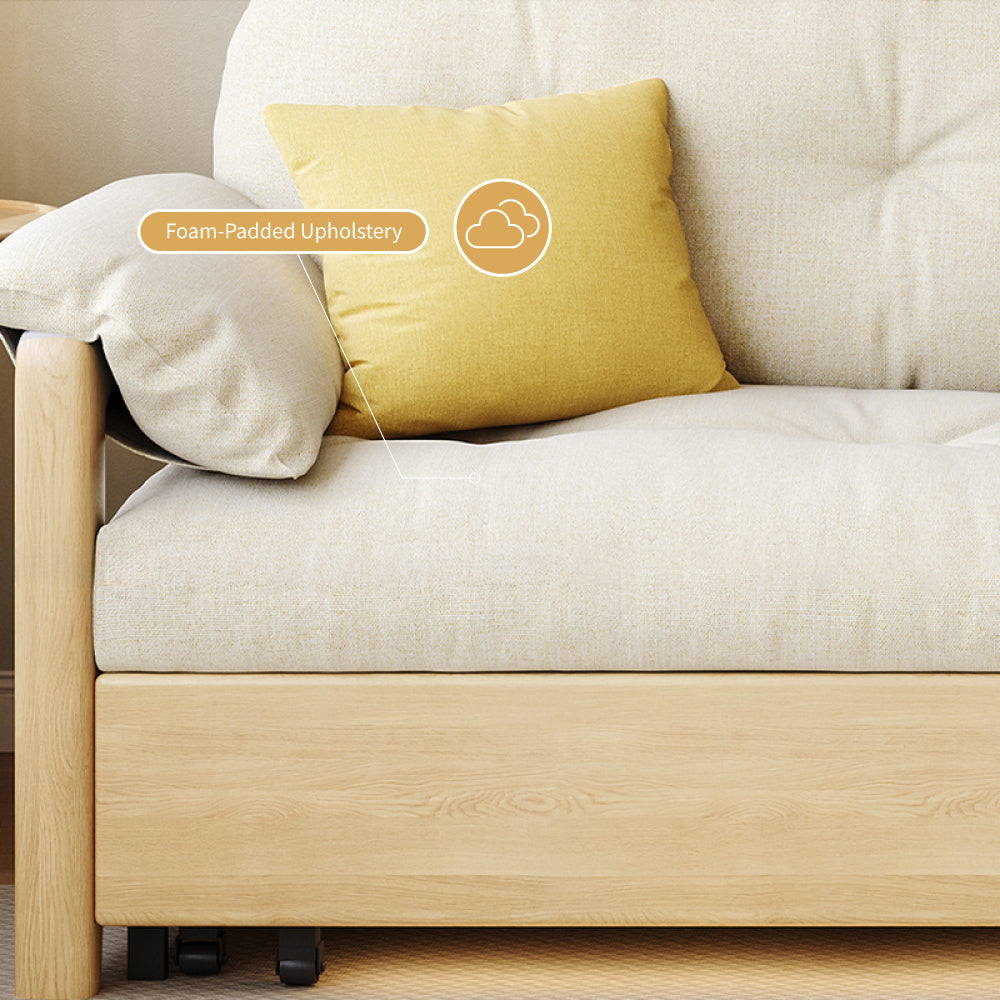 Sofa Bed with Storage Space Convertible Design Solid Wood Sponge Fabric