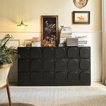 Load image into Gallery viewer, Modern Black Sculptural Sideboard Cabinet Geometric Panel Storage Buffet Cabinet for Dining Room Living Room
