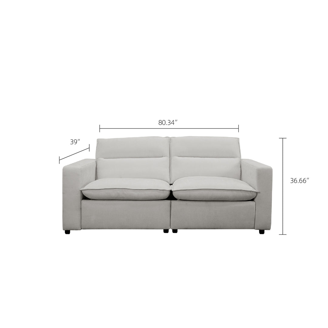 80.34''Power Recliner Sofa with USB Ports, Adjustable Backrest & Footrest, High-Density Cushions, Modern Minimalist Living Room Sofa