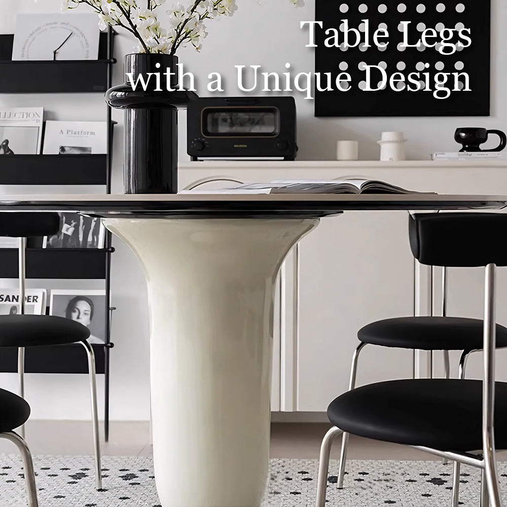 47.2" Modern Round Dining Table White Stone Top and Fiberglass Base