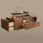 Load image into Gallery viewer, 51'' Walnut Lift-Top Coffee Table with Hidden Storage Drawers and Open Shelves
