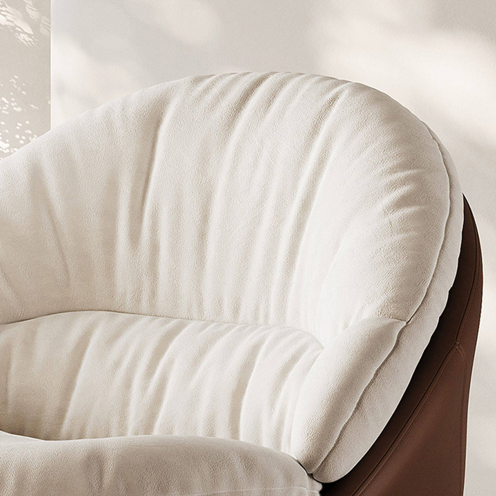 Cream Rocking Lounge Chair with Brown Wraparound Shell