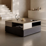 Load image into Gallery viewer, 31.2&#39;&#39; Modern Square Coffee Table Rotatable Double Layer Design with Storage Drawer and Display Space
