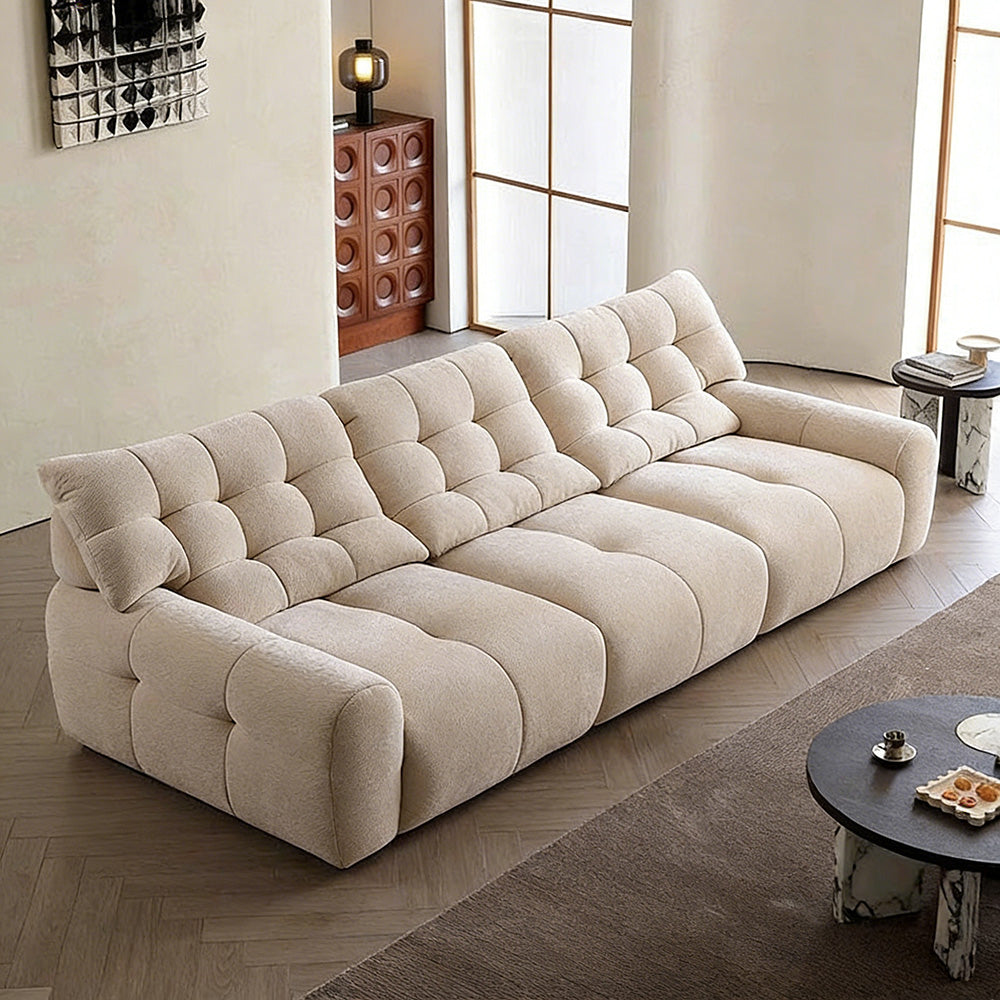 Modern Upholstered Sofa Movable Backrest Fabric Couch Minimalist Living Room Sofa