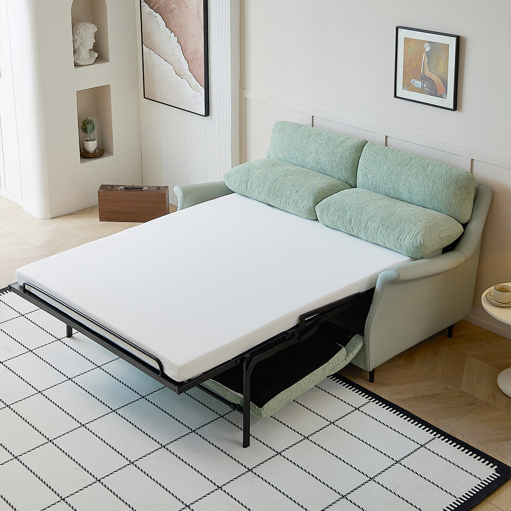 66.9'' Modern Fabric Pull Out Sofa Bed with Mattress Convertible Sleeper Couch with Metal Frame Upholstered Loveseat