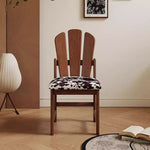 Load image into Gallery viewer, 17&#39;&#39;2PCS Vintage Style Dining Chair Solid Wood Fan Back Cowhide Pattern Seat
