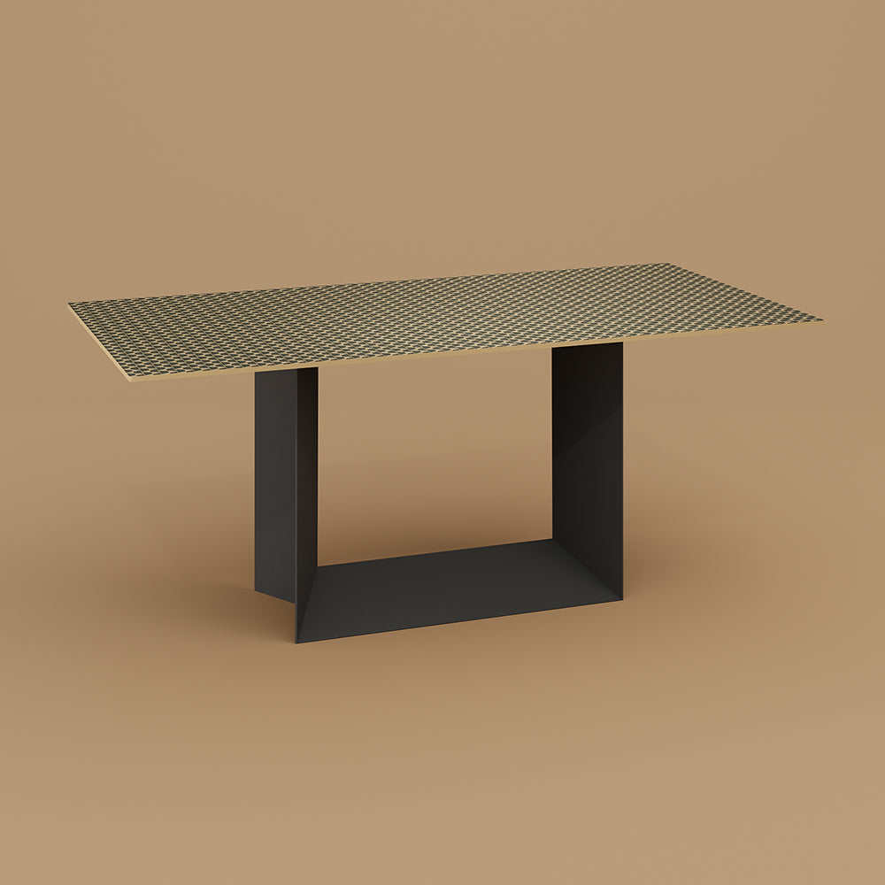 62.4''/70.2'' Manhattan Sintered Stone Dining Table  Geometric Base  Modern Luxury  Scratch-Resistant Surface