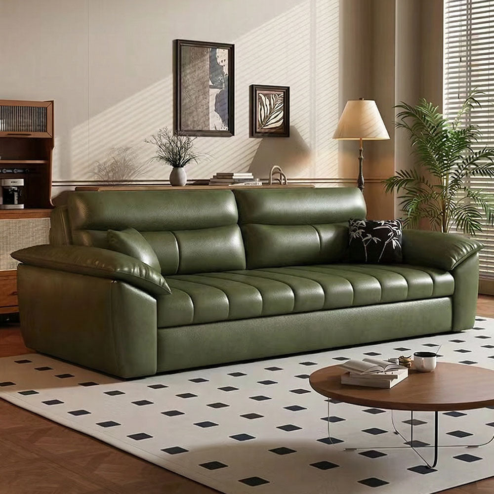 Hidden storage compartments opened under convertible sofa bed