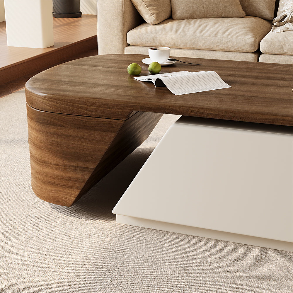 50.7'' Modern Extendable Coffee Table with Wood Finish & Hidden Storage