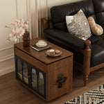 Load image into Gallery viewer, 26&#39;&#39; Vintage Rolling Coffee Table with Storage | Glass Paneled Cabinet Doors + Hidden Compartment + Compact Design
