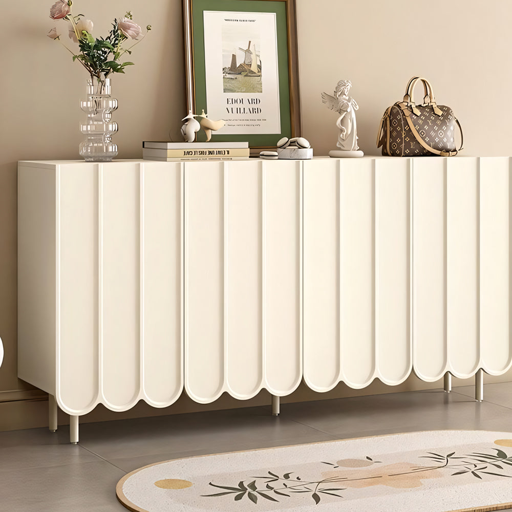 62.9'' Modern White Shoe Cabinet with Large Storage Multi-Layer Entryway Organizer with Rounded Design