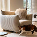 Load image into Gallery viewer, Modern Striped Upholstered Lounge Chair Minimalist Accent Armchair with Curved Arms and Deep Seat
