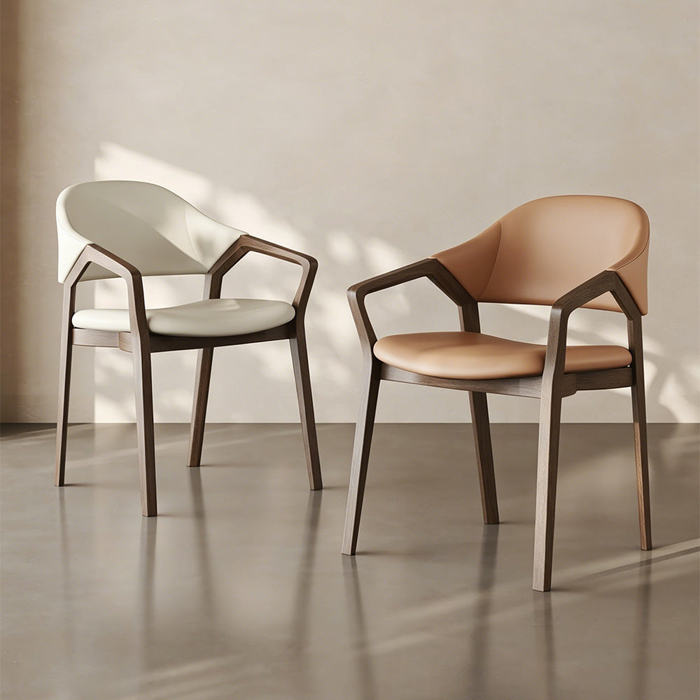 Set of 2 Modern Wooden Dining Chair with Upholstered Seat Mid Century Armchair Solid Wood Frame Minimalist Design
