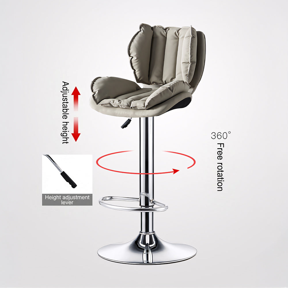 Modern Upholstered Bar Stool with Armrests PU Leather Counter Chair Metal Frame Kitchen Island Bar Chair 1 Piece