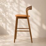 Load image into Gallery viewer, Modern Solid Wood Bar Stool with Curved Backrest Upholstered Counter Chair 1 Piece
