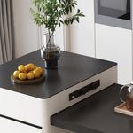 Load image into Gallery viewer, Black &amp; White Extendable Kitchen Island with Storage and Built-In Power Outlets

