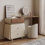 Load image into Gallery viewer, Elegant Makeup Vanity Set with LED Mirror and Upholstered Stool
