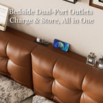 Load image into Gallery viewer, Modern Floating Bed with LED Lighting &amp; Upholstered Headboard
