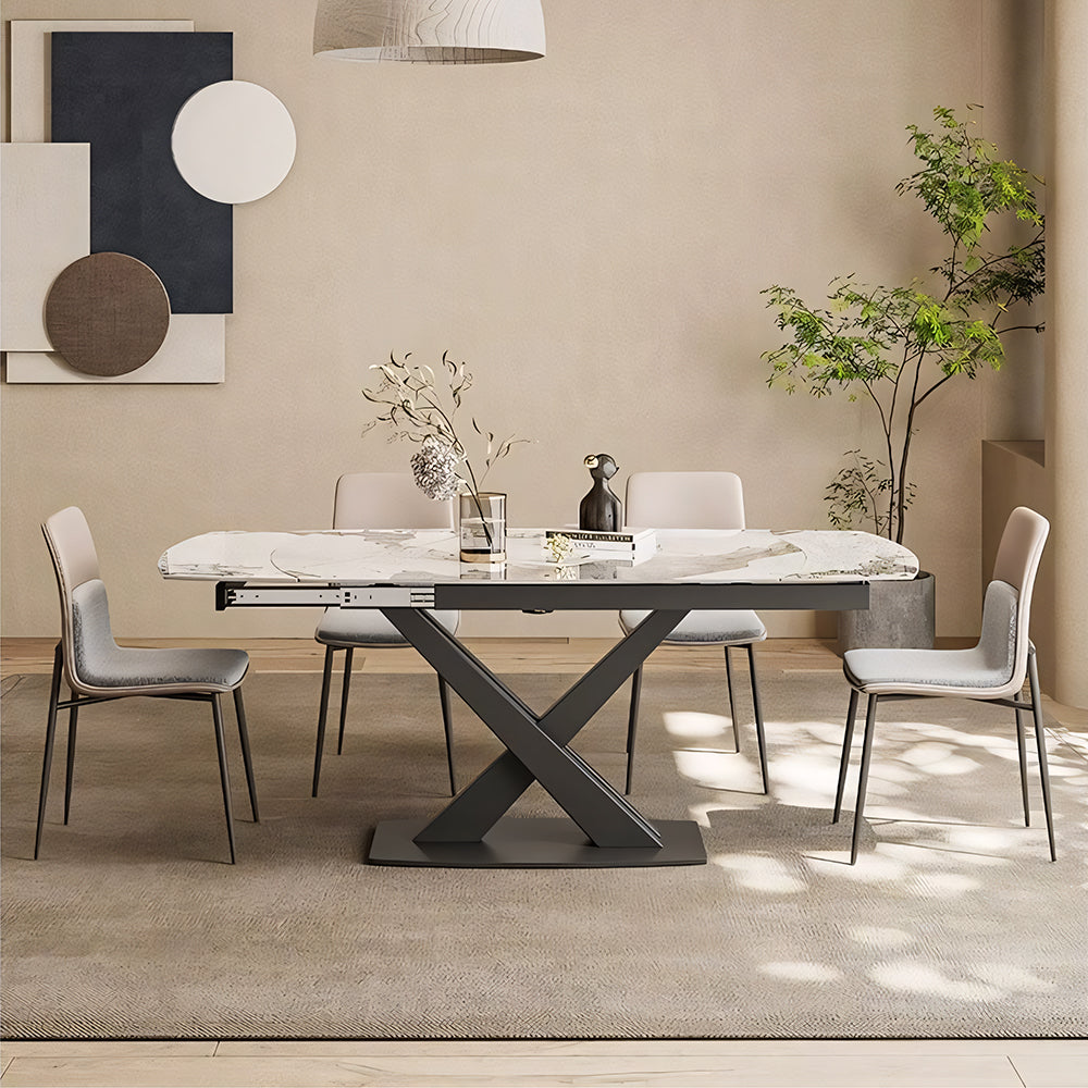 46.8"-70.2" Versatile Elegant Extending Dining Table with Rotating Top Perfect for Modern Living Spaces