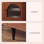 Load image into Gallery viewer, Mid-Century Modern TV Stand with Dual Arch Doors and 4 Solid Wood Drawers
