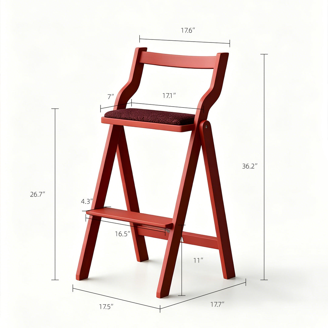 Modern Minimalist Counter Stool Solid Wood Bar Chair with Upholstered Seat 1 Piece