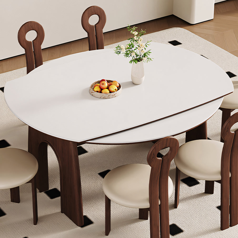 50.7" Versatile Extendable Dining Table Round to Oval Conversion