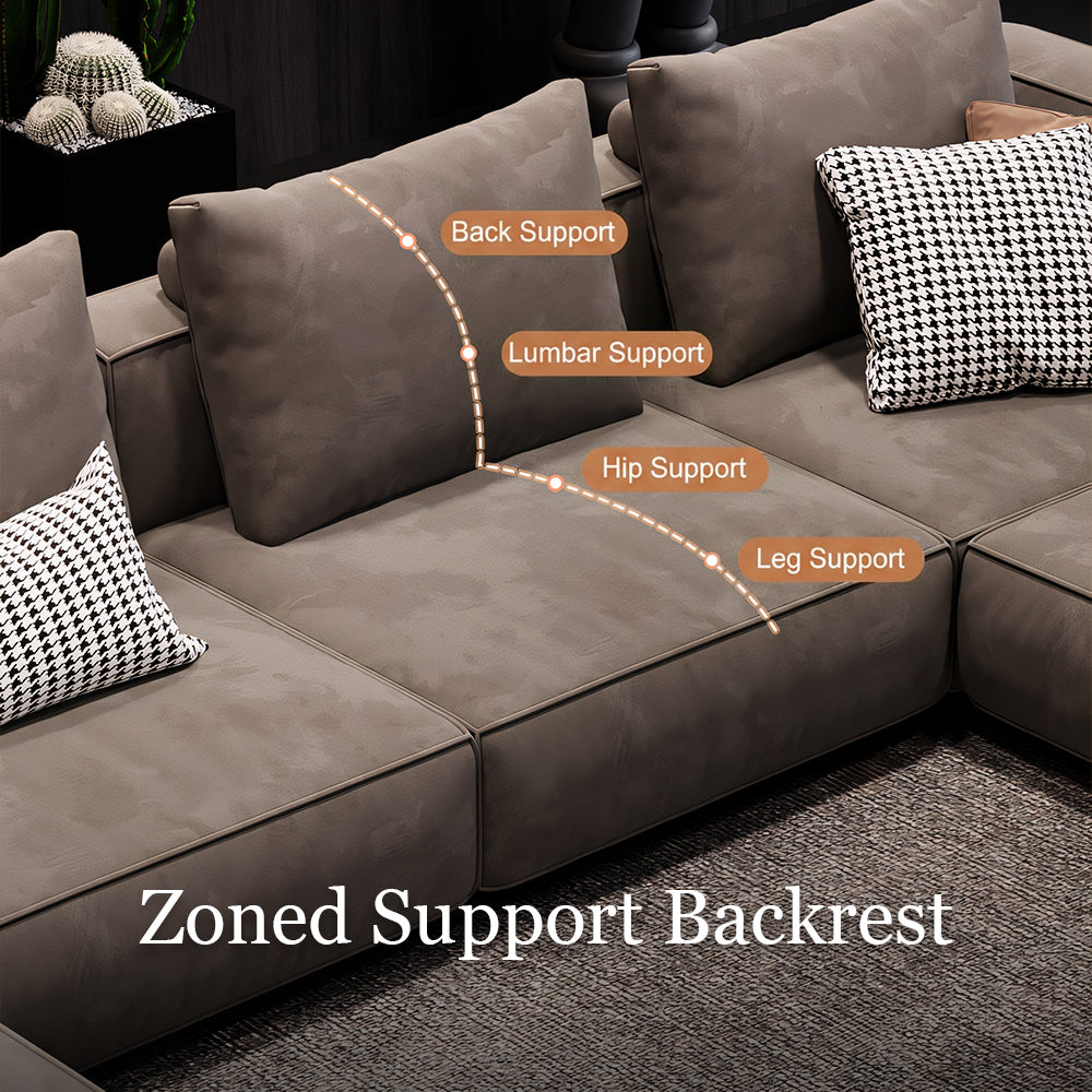 Modern Modular Sectional Sofa with Oversized Chaise and Deep Seat Lounge Design