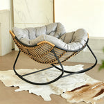 Load image into Gallery viewer, Modern Papasan Lounge Chair with Woven Rattan Frame and Plush Cushion
