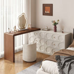 Load image into Gallery viewer, Modern 6-Drawer Dresser with Sculpted Front Panels &amp; Walnut Vanity Top Minimalist Makeup Vanity Storage Cabinet
