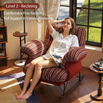 Load image into Gallery viewer, Modern Rocking Lounge Chair Striped Upholstery Accent Chair Curved Armrest Relax Chair
