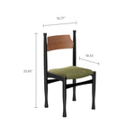 Load image into Gallery viewer, 18.33&#39;&#39;Mid Century Dining Chair Carved Wood Frame Green Fabric Seat Vintage Style
