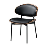 Load image into Gallery viewer, 2PCS Mid Century Dining Chair Curved Back Leather Seat Wood Edge Metal Legs
