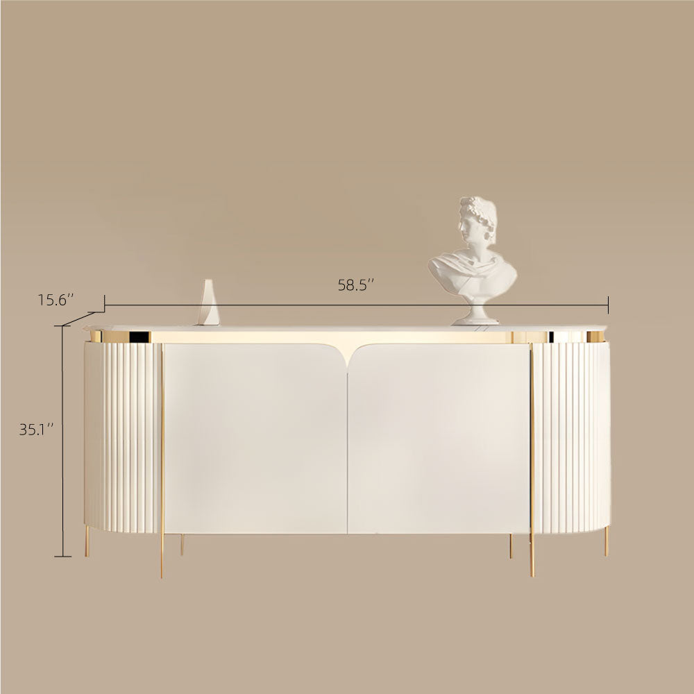 58.5'' White & Gold Contemporary Sideboard with Adjustable Shelves